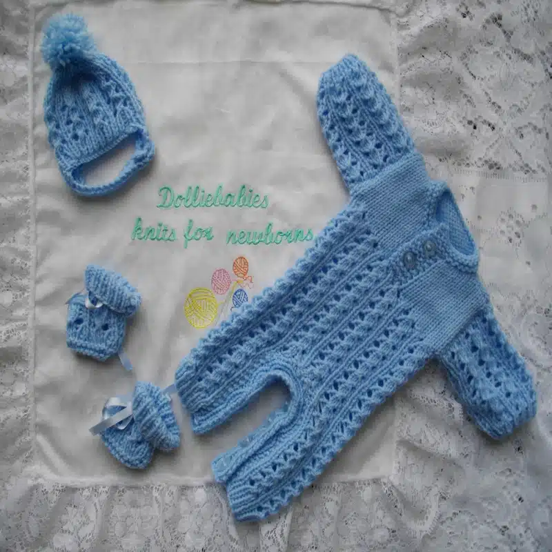 Knit Pattern 042 - Micro Preemie Boy Romper Set